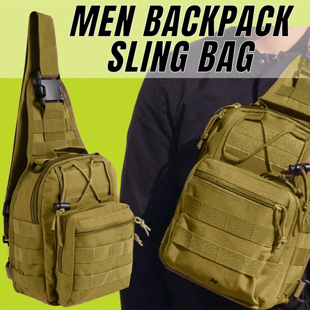 Mens Backpack Waterproof Tactical Sling Chest Pack Shoulder Bag Outdoor Hiking - Trendha