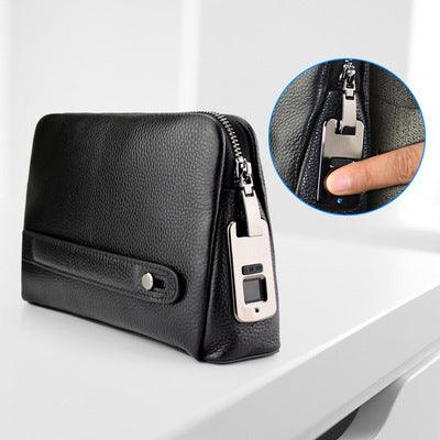 Mens Wallet Fingerprint Lock Bag First Layer Cowhide Business Handbag Men Fashion Fingerprint Men Bag - Trendha
