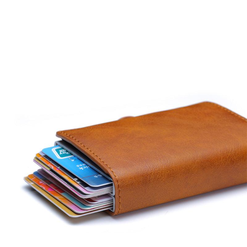 Metal Leather Card Holder Pocket Commercial Bank Credit Card - Trendha