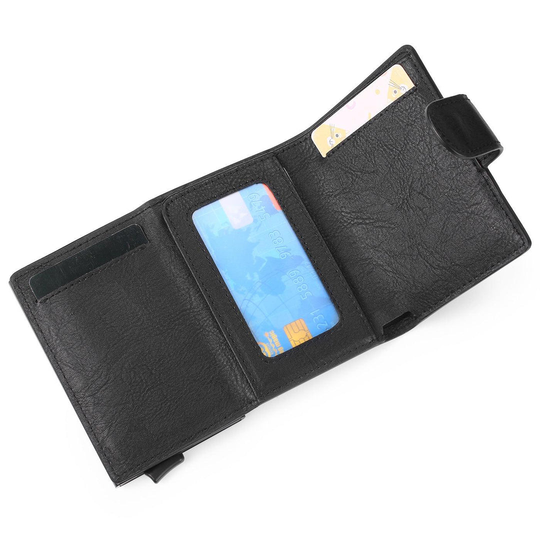 Retro Pu Coin Purse Aluminum Alloy Wallet Men's Rfid Anti-theft Metal Card Holder - Trendha