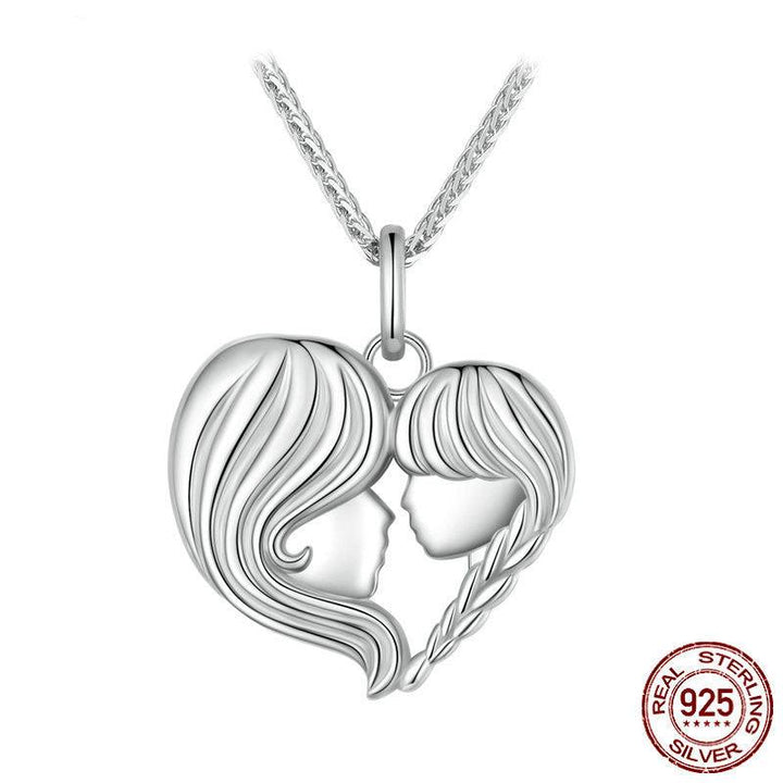 S925 Mother And Daughter Heart Affection Light Luxury Necklace - Trendha