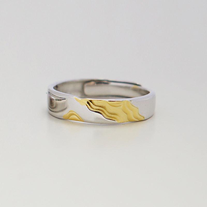 S925 Quicksand Couple Ring A Pair Of Sterling Silver - Trendha