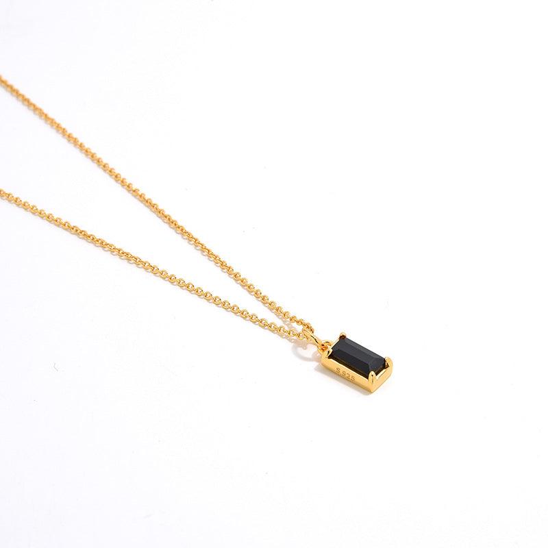 S925 Silver 18K Gold Plating Simple Fashion Exquisite High-grade Black Zircon Necklace - Trendha