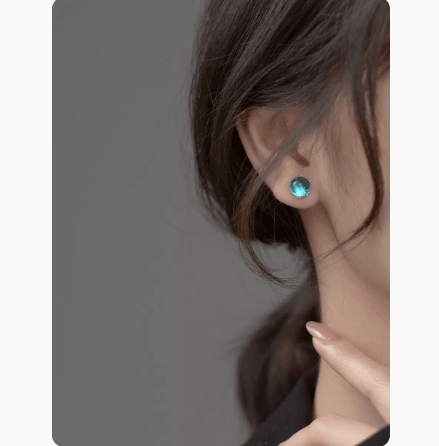 S925 Silver Fresh Blue Geometric Round Ball Stud Earrings For Women - Trendha