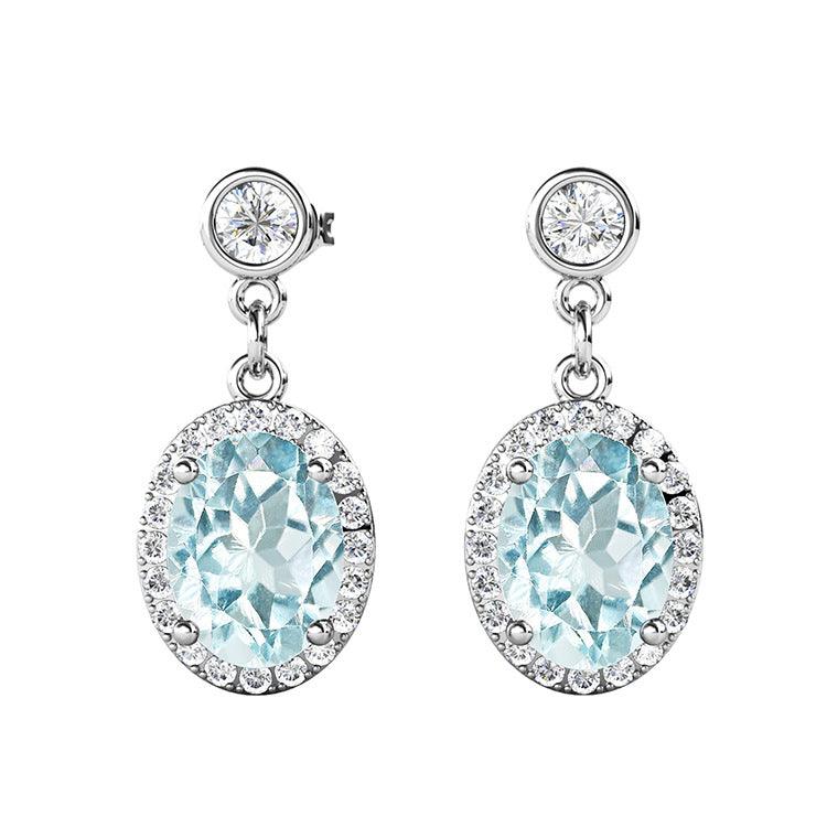 SAN Clamosan Diamond Natural Topaz Alexandre Stone S925 Sterling Silver Stud Earrings - Trendha