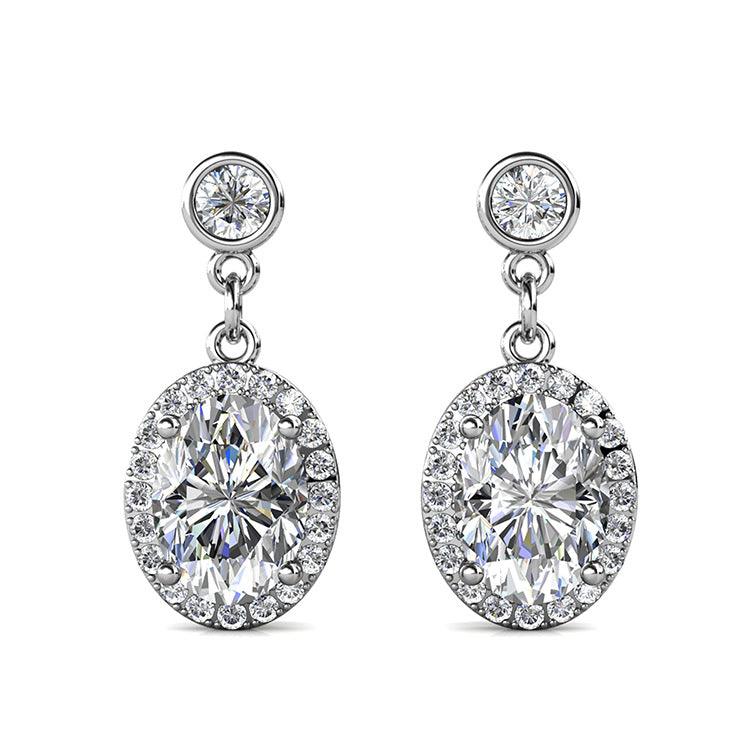 SAN Clamosan Diamond Natural Topaz Alexandre Stone S925 Sterling Silver Stud Earrings - Trendha