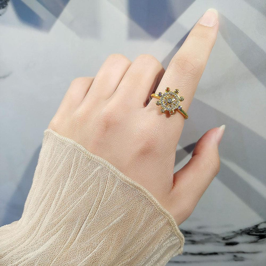 Sterling Silver Rotating Ring Female Star Plate - Trendha