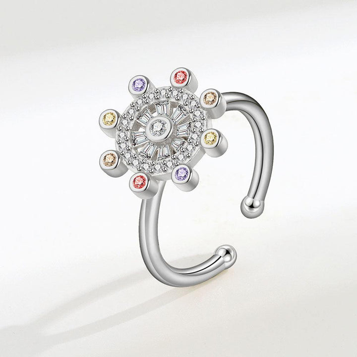 Sterling Silver Rotating Ring Female Star Plate - Trendha