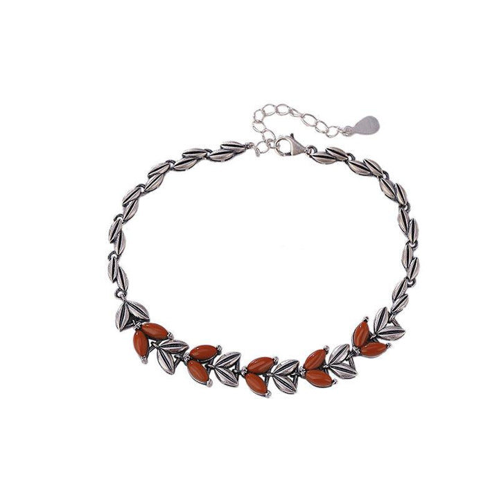 Sterling Silver South Red Vintage Personality Wheat Ears Bracelet - Trendha