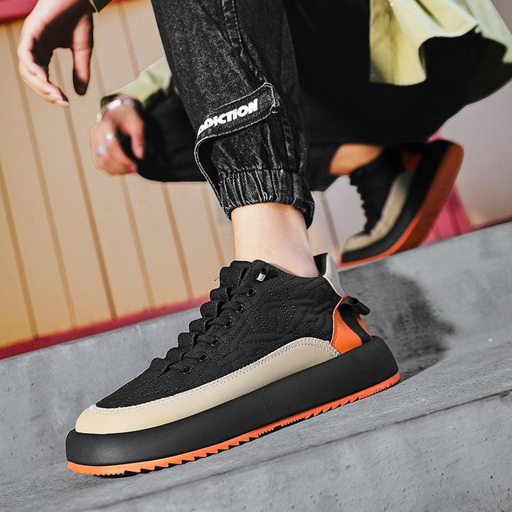 Trendy Color-blocked Sports Shoes Casual Lace Up Sneakers For Men Fashion Comfortable Versatile Thick-soled Walking Running Shoes - Trendha