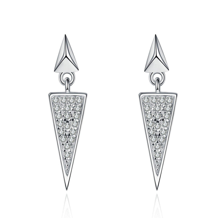 Triangle Stud Earrings Mossan Diamond Full Set - Trendha