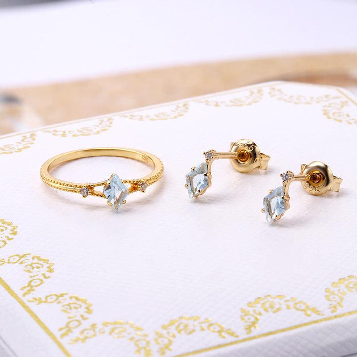 Women's Blue Topaz Diamond Earrings - Trendha