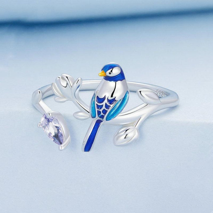 Women's Fashion Blue Bird Stud Ring - Trendha