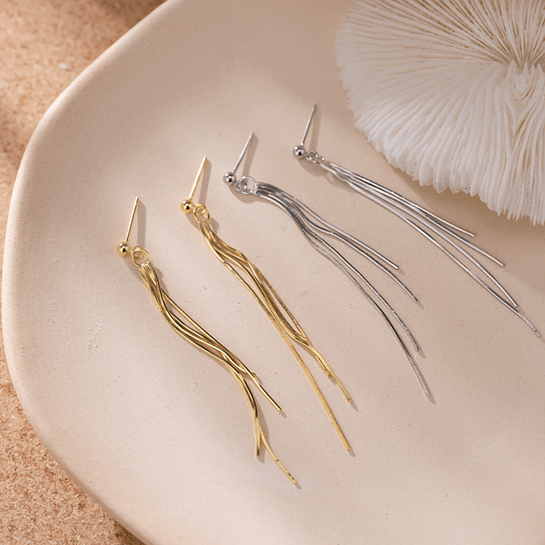 Women's Long Sterling Silver High-end Temperament Tassel Earrings - Trendha