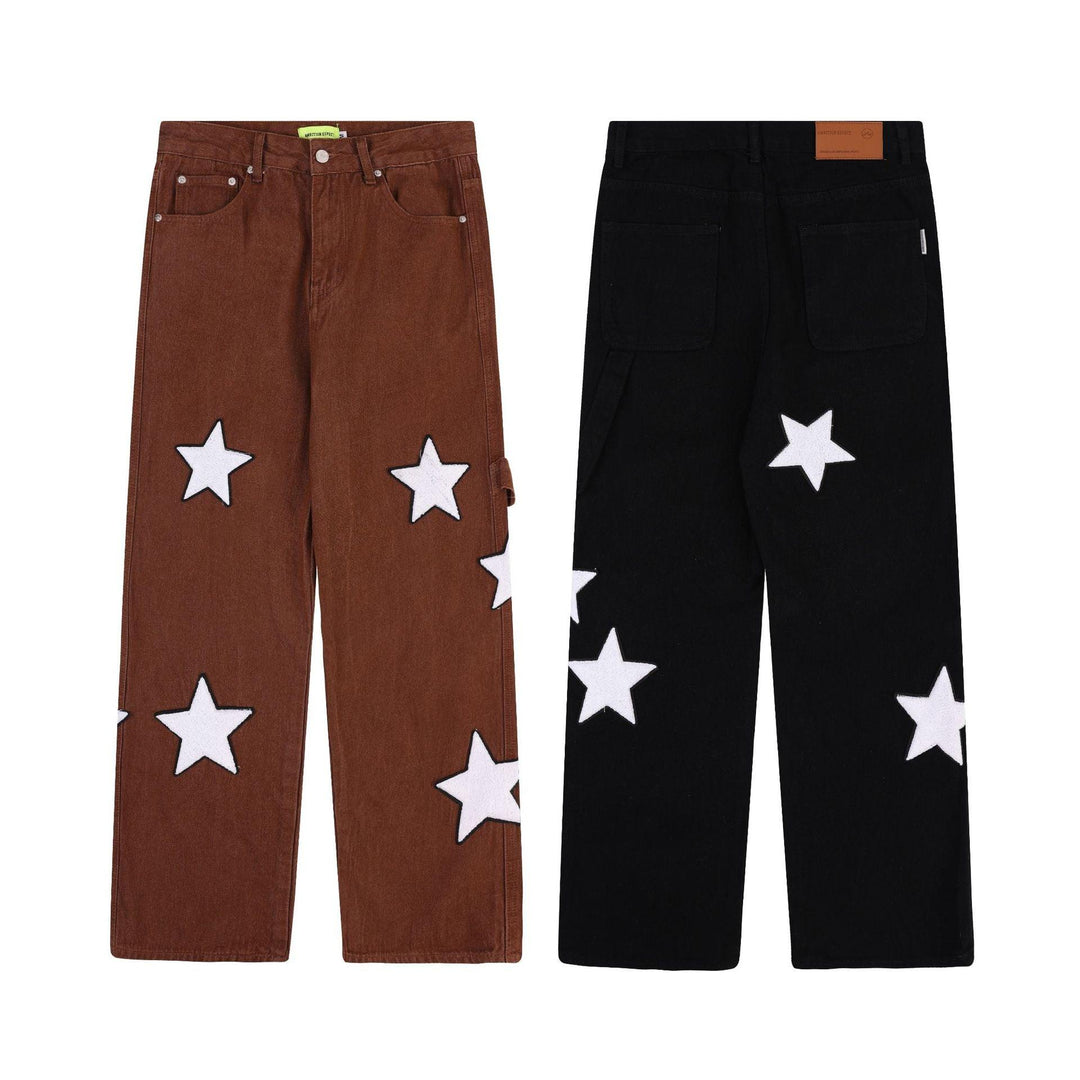 XINGX Towel Embroidery Straight-leg Denim Trousers - Trendha