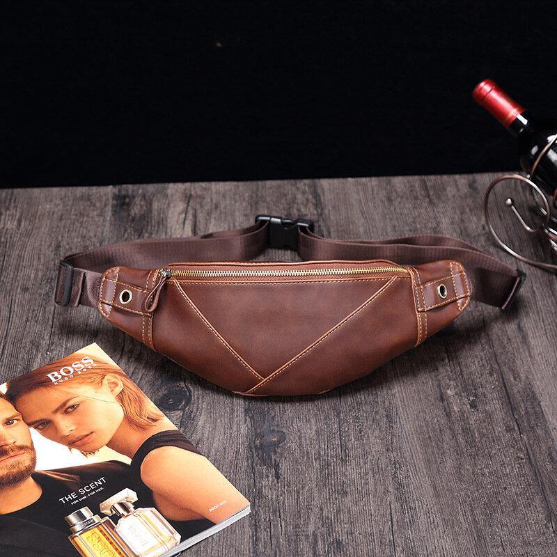 Men Faux Leather Fashion Retro Multi-carry Messenger Bag Chest Bag Waist Bag Sling Bag - Trendha