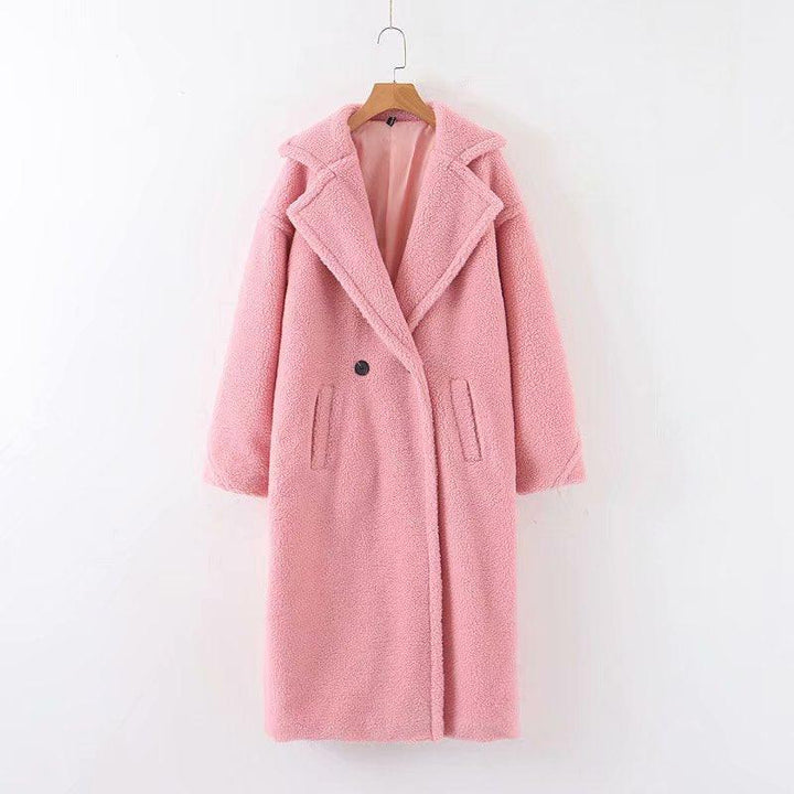 Mid-length lamb fur coat trench coat - Trendha