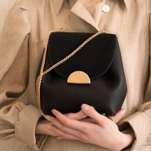 French Niche Design Chain Shoulder Messenger Bucket Bag - Trendha