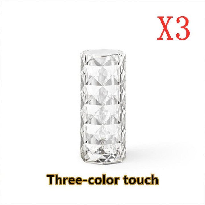 Nordic Crystal Lamp USB Table Lamps Bedroom Touch Dimming Atmosphere Diamond Night Light Rose Projector Lamp Decor - Trendha