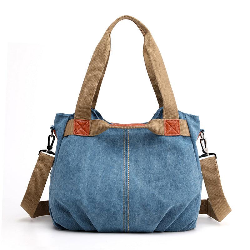 Large Capacity Simple Solid Color Multifunctional Portable Diagonal Canvas Bag - Trendha