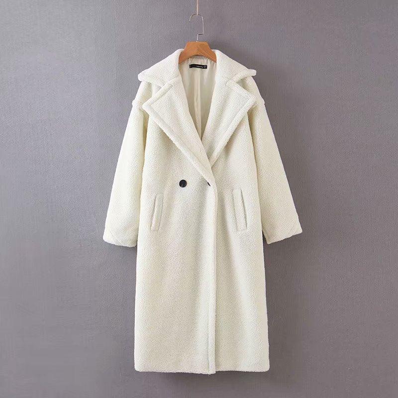 Mid-length lamb fur coat trench coat - Trendha