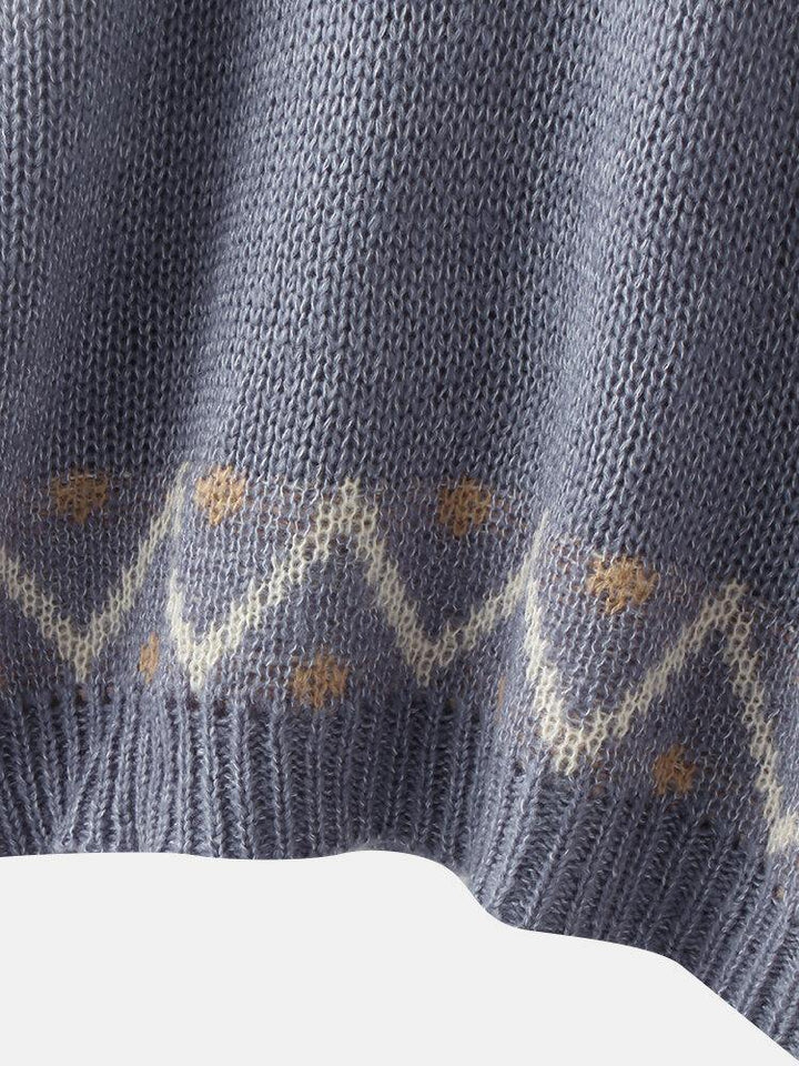 Women Vintage Pattern Knit Raglan Sleeve Casual Pullover Sweaters - Trendha