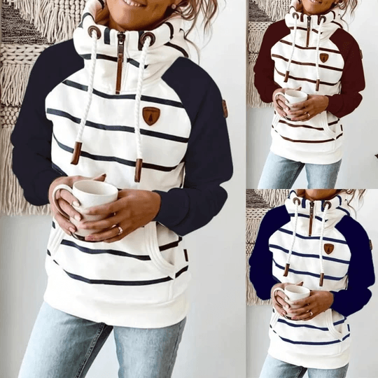 Fashion Striped Color-Blocking Long-Sleeved Sweater - Trendha