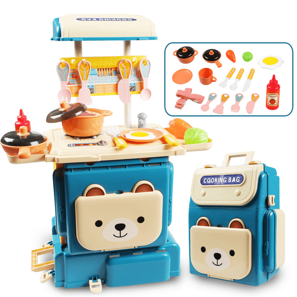 Simulation Lovely Deformation Dual Mode Switching School Bag Kitchen Cooking Model Set Play House Magic Bag Puzzle Toy for Kids Gift - Trendha