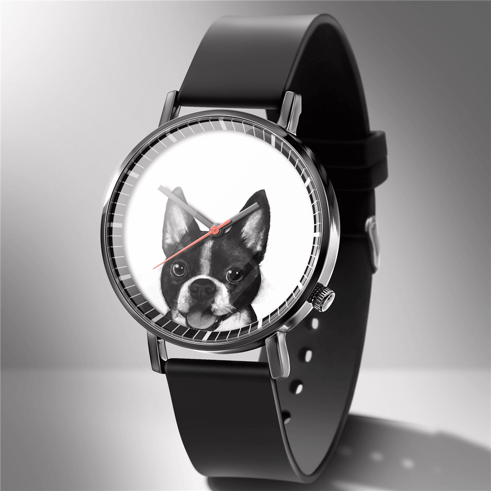 Fashion Quartz Watch Animal Print Men Business Watch Cute Black-White Dogs Cats Pattern Women Quartz Watch - Trendha