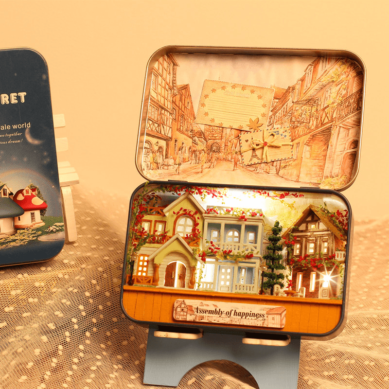 Iiecreate T-006 Happiness T-007 New Zealand Farm DIY Tin Box Secret Dollhouse Miniature Gift - Trendha