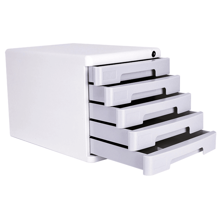 Deli 9779 Plastic File Cabinets with Lock Five Layers Large Capacity Storage File Holder Business Office Documents Storage Supplies - Trendha