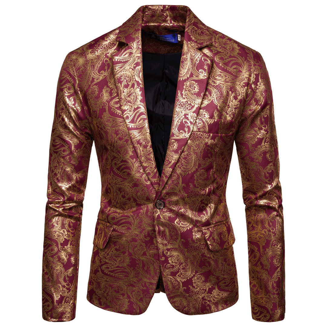 Men Printed Blazer Suit Jacket - Trendha