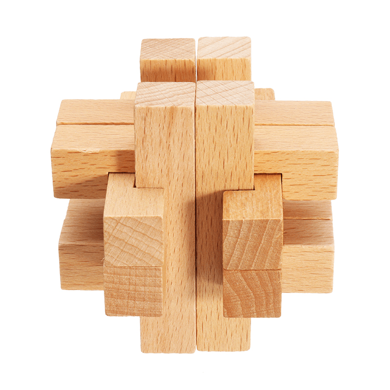 Kong Ming Lock Toys Children Kids Assembling 3D Puzzle Cube Challenge IQ Brain Wooden Toy - Trendha