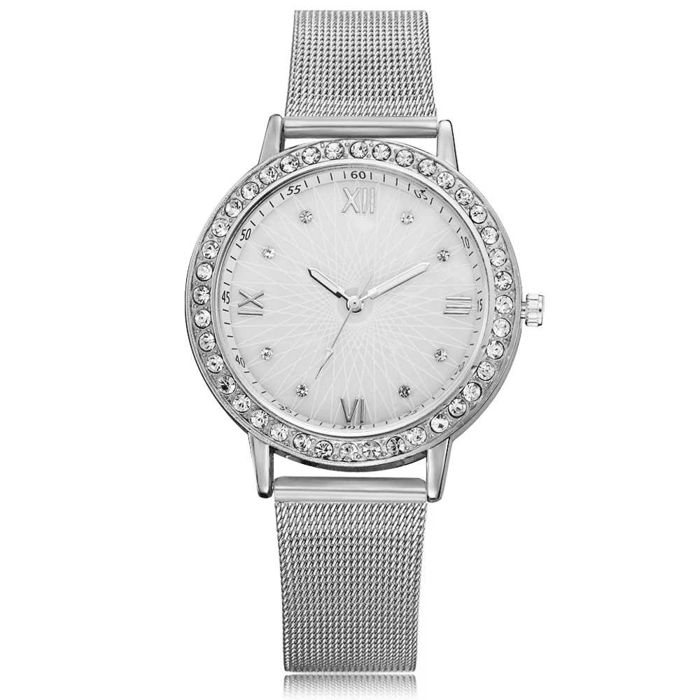 Deffrun Casual Style Crystal Ladies Wrist Watch Full Steel Band Quartz Watches - Trendha