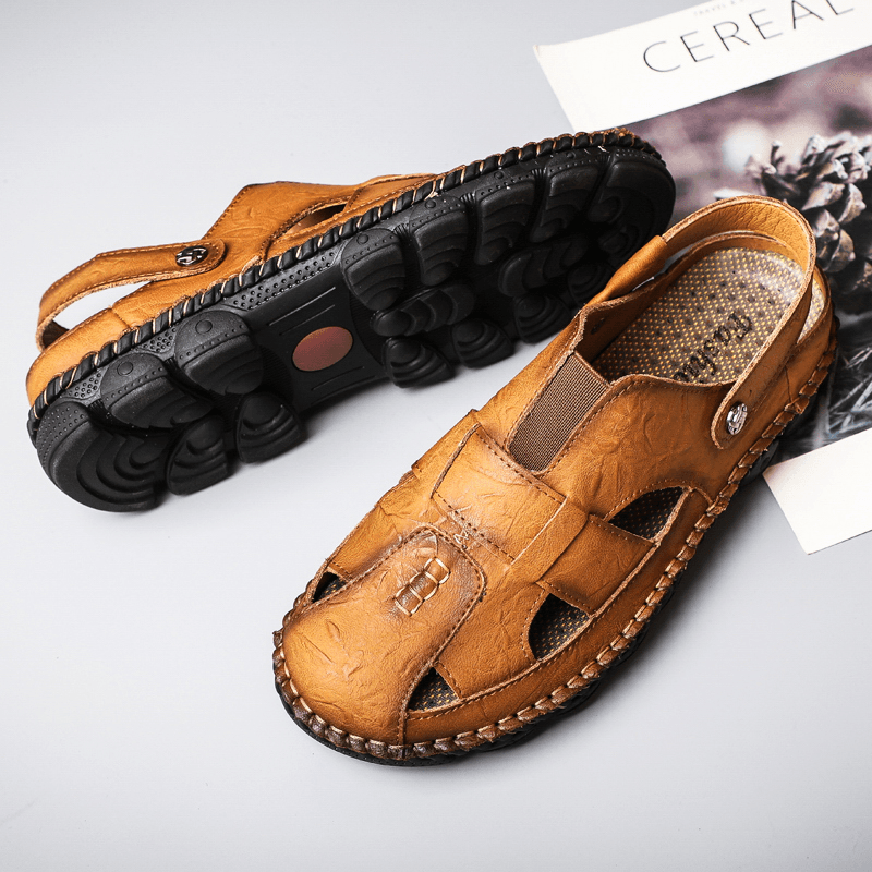 Handmade Cowhide Sandals for Men - Slip Resistant and Soft - Trendha