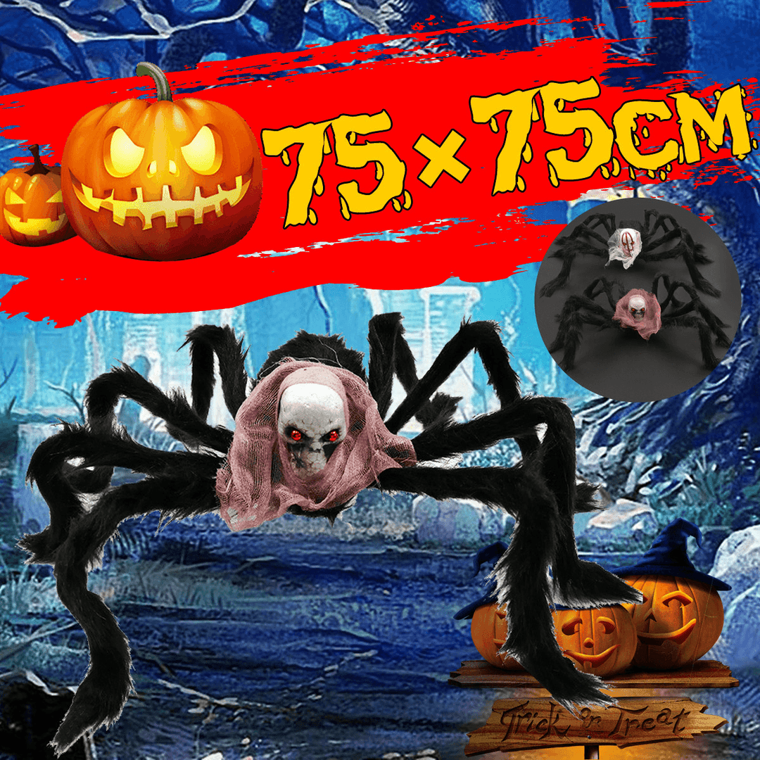 75*75Cm Simulation Skull Ghost Head Plush Spider Spider Leg Straighten Horror Toy - Trendha