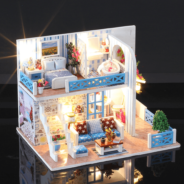 Iiecreate K-019 Helen the Other Shore DIY Dollhouse with Furniture Light Music Cover Gift House Toy - Trendha