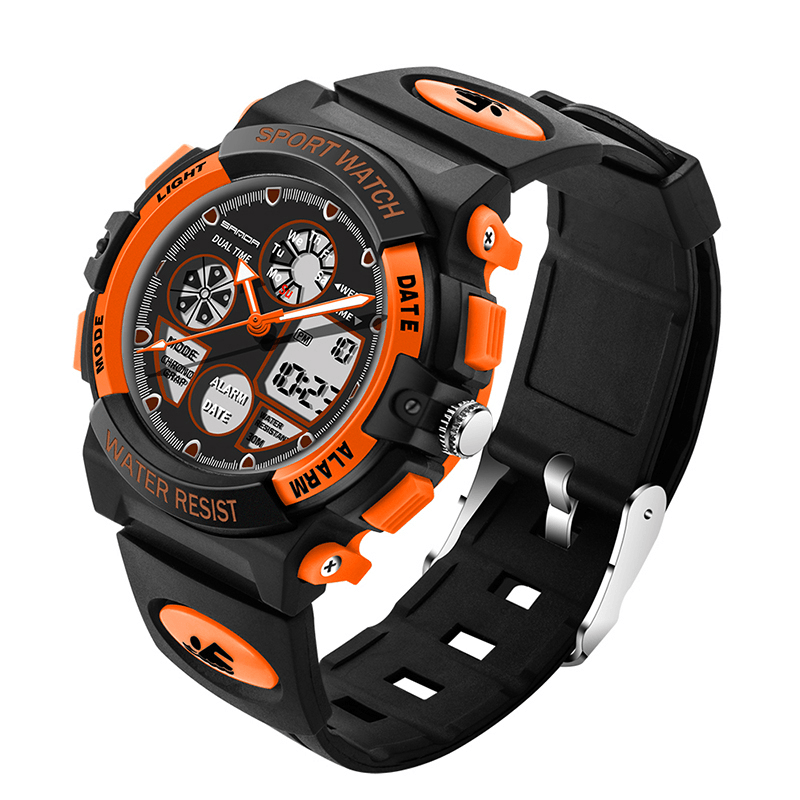 SANDA 116 Dual Display Digital Watch Children Colorful Alarm Luminous Calendar Stopwatch Sport Watch - Trendha