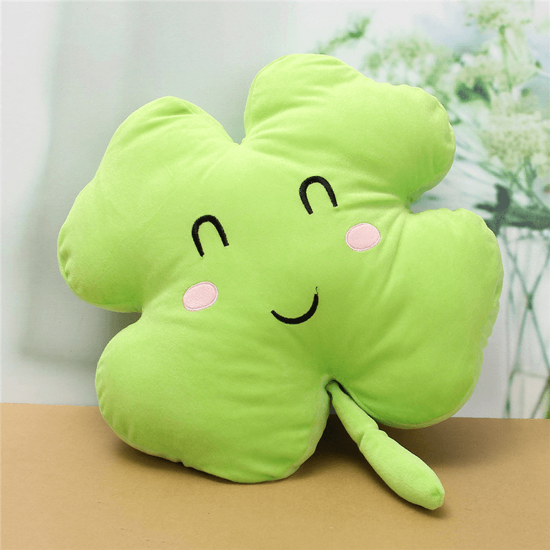 1PC 40Cm Cute Clover Shamrock Soft Stuffed Plush Toy Happy Love Ornament Soft Doll - Trendha