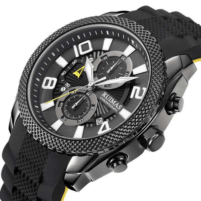 RUIAMS 584 Fashion Men Watch Waterproof Luminous Date Display Chronograph Sport Quartz Watch - Trendha