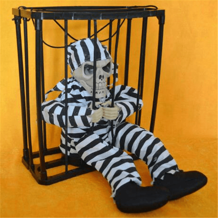 Halloween Party Home Decoration Voice Cage Ghosts with Music Glowing Horrid Scare Scene Toys Props - Trendha