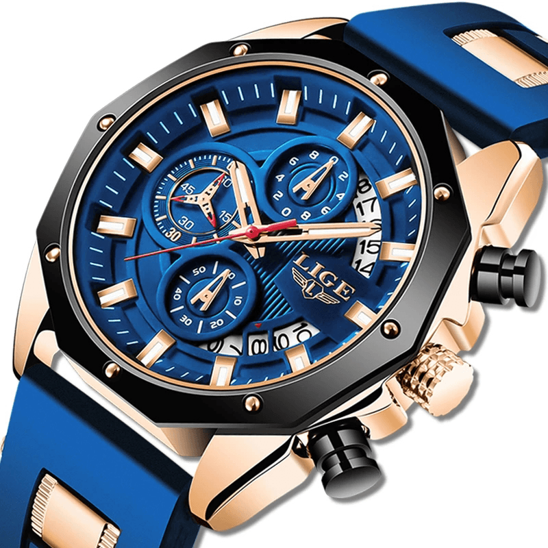 LIGE LG8908 Luminous Disply Men Sport Watch Chronograph 30M Waterproof Quartz Watch - Trendha