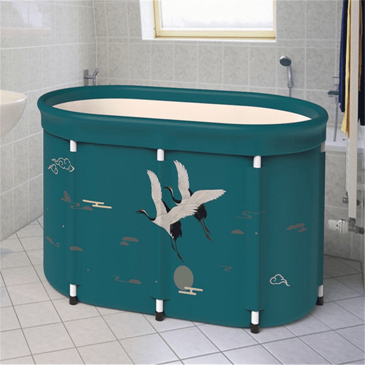 Portable Adult Thickened Folding Bathtub Household Large Bathtub Steaming Room Sauna Bath Barrel with Lid - Trendha
