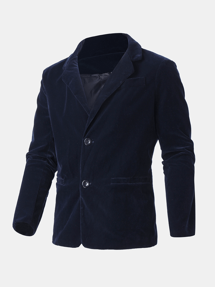 Mens Solid Color Single-Breasted Casual Formal Long Sleeve Lapel Blazer - Trendha