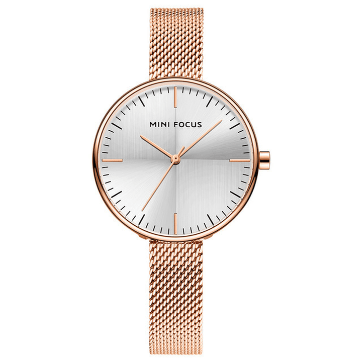 MINI FOCUS MF0275L Ultra Thin Mesh Strap Analog Clock Waterproof Concise Women Quartz Watch Wristwatch - Trendha