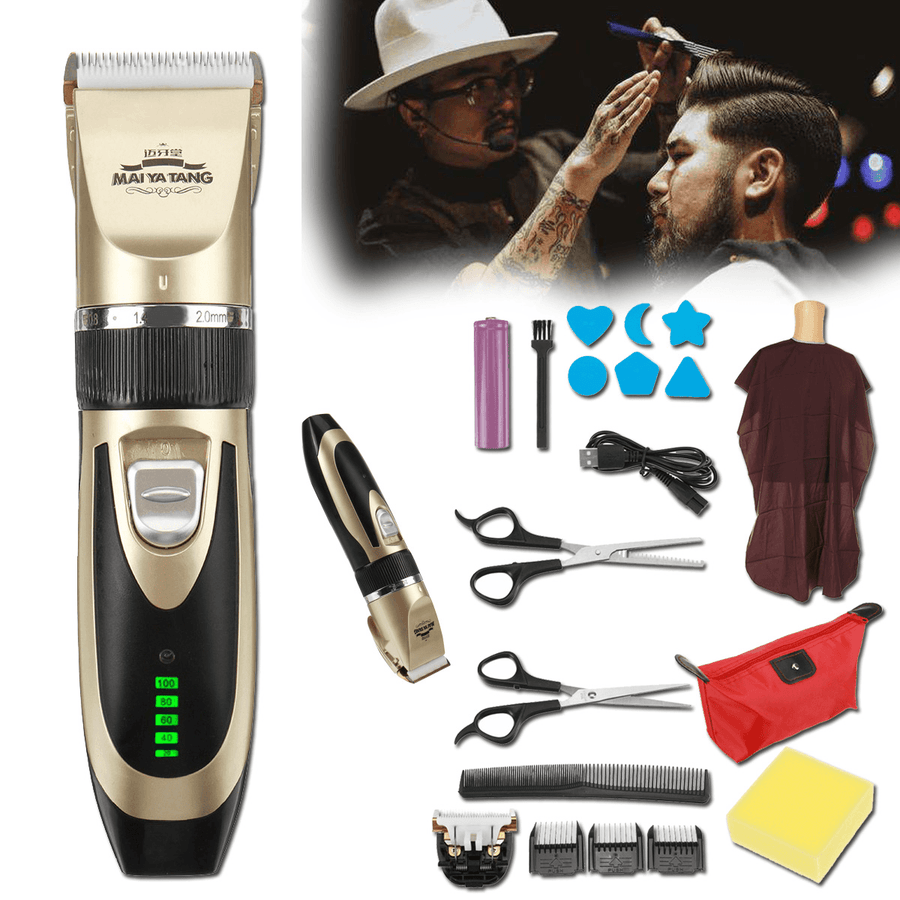 20Pcs Men Electric Hair Clipper Trimmer Cordless Barber Shaver Beard Haircut Kit - Trendha