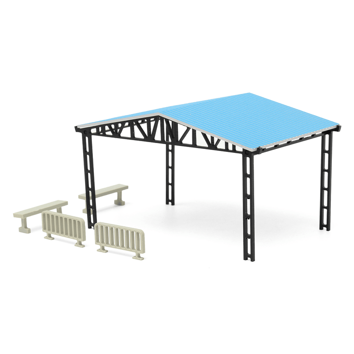 Model Layout Building Parking Shed with 2 Fences 2 Benches HO Scale 1:87 Kit - Trendha