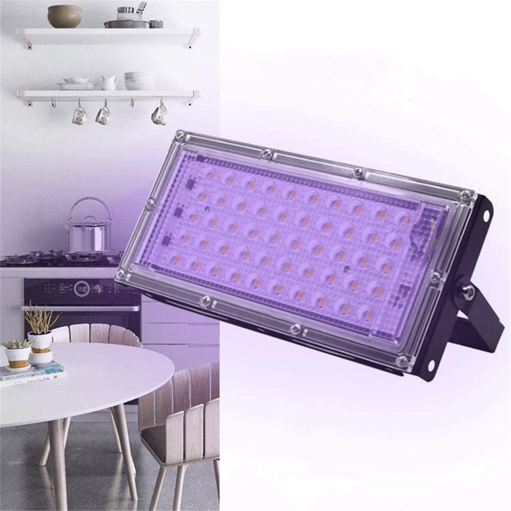 110/220V 50W UV LED Germicidal Flood Light Ozone Sterilizer IP65 Waterproof Home Kitchen Bedroom Bacterium Mite Killer Ultraviolet Hnaging Lamp - Trendha