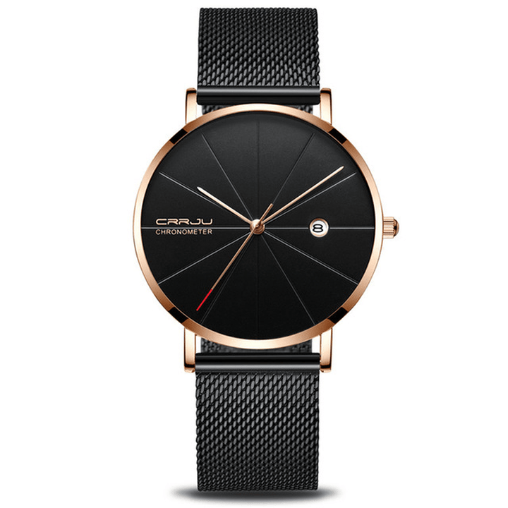 CRRJU 2216 Business Style Men Wrist Watch Date Display Analog Full Steel Quartz Watch - Trendha