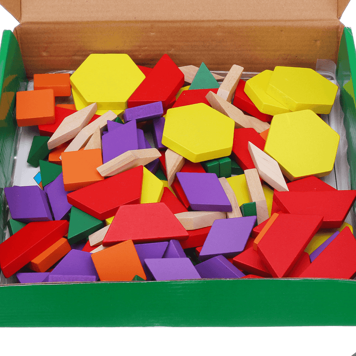 125 Pieces Wooden Children'S Intellectual Geometric Shapes Building Blocks Jigsaw Puzzles Early Education Enlightenment Toys - Trendha